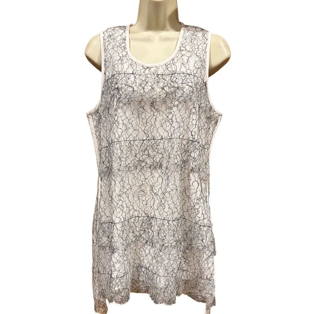 Victoria, Victoria Beckham Lace Overlay Top in White & Black NWT Size 8